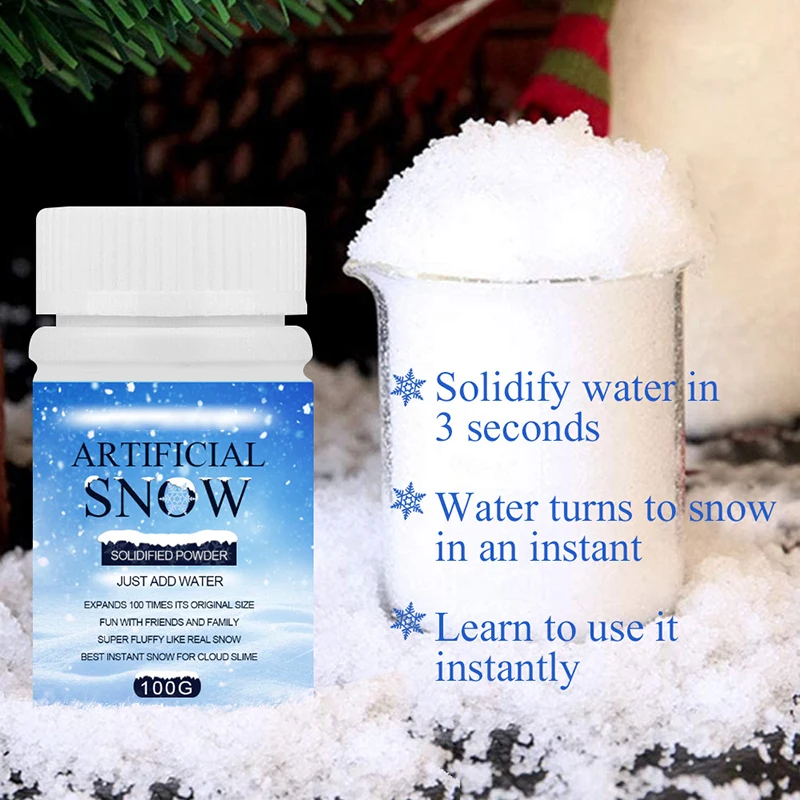 Instant Fake Snow Powder Expand 100 Time Artificial Snow Coagulant Add Water 50g 100g For Decarating xqmg Artificial Snowflakes
Instant Fake Snow Powder Expand 100 Time Artificial Snow Coagulant Add Water 50g 100g For Decarating xqmg Artificial Snowflakes