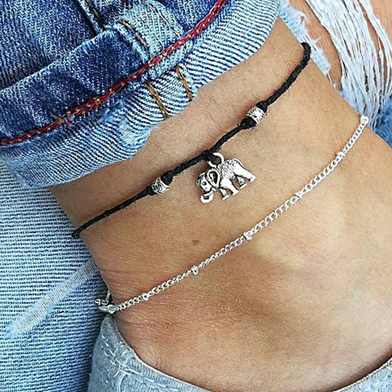 Плетеные браслеты на лодыжку, цепочка на ногу с подвеской в виде черного слона, Пляжная бижутерия для женщин и девочек, BUTT666
Плетеные браслеты на лодыжку, цепочка на ногу с подвеской в виде черного слона, Пляжная бижутерия для женщин и девочек, BUTT666