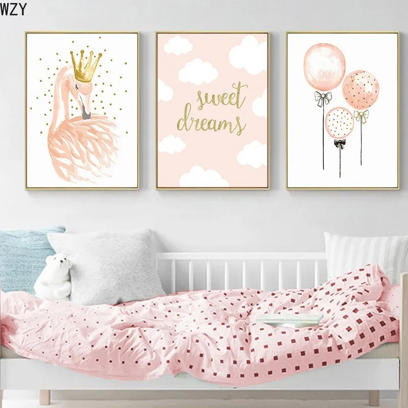 Canvas Painting Cartoon Child Poster Baby Nursery Wall Art Print Pink Balloon Swan Picture Nordic Girl Room Home Decor posters
Canvas Painting Cartoon Child Poster Baby Nursery Wall Art Print Pink Balloon Swan Picture Nordic Girl Room Home Decor posters