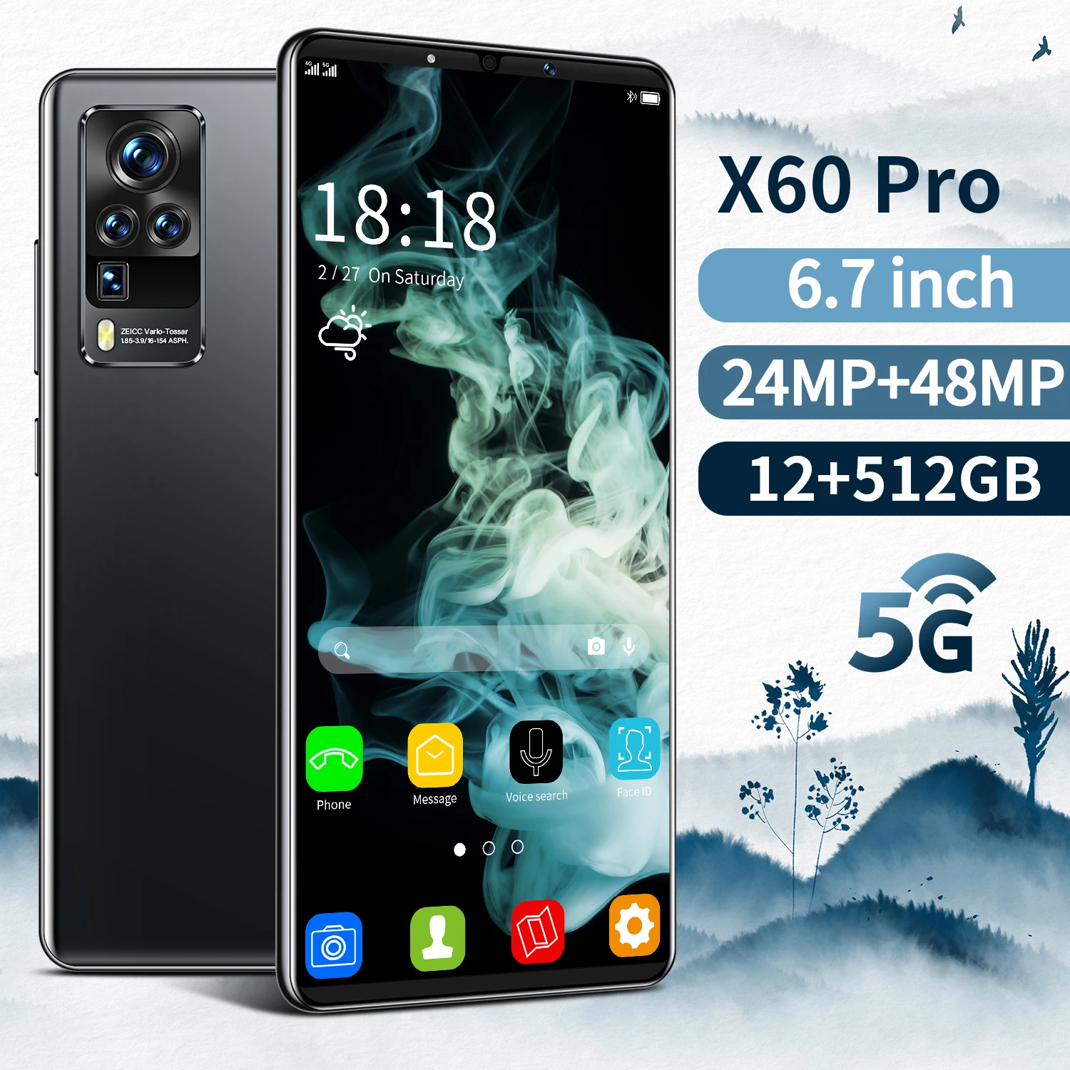 Latest 5g Smartphone Cell Phone 6.7Inch X60 Pro 12G 512G 24MP+48MP 6800mAh 10 Core Android 10 Face Recognition Cheap Phone
Latest 5g Smartphone Cell Phone 6.7Inch X60 Pro 12G 512G 24MP+48MP 6800mAh 10 Core Android 10 Face Recognition Cheap Phone