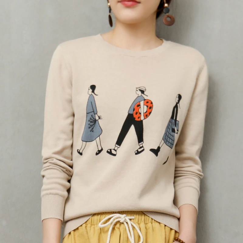 Women Character Design Sweater Fall Winter Knit Basic Pullover Skin-friendly Knitwear Streetwear Knit Top In 5 Colors
Women Character Design Sweater Fall Winter Knit Basic Pullover Skin-friendly Knitwear Streetwear Knit Top In 5 Colors