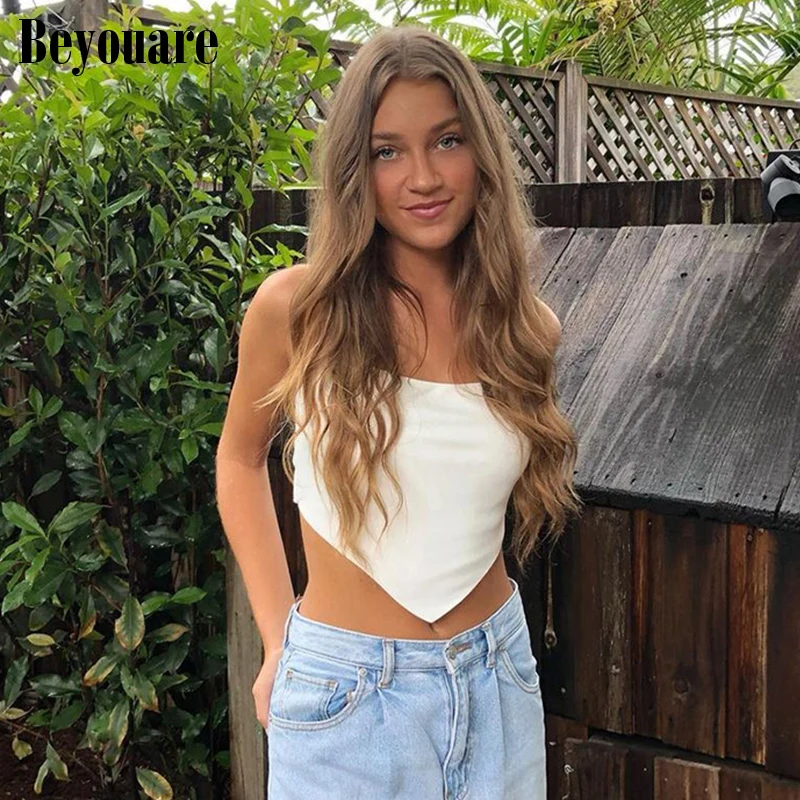 Beyouare Sexy Women's Camisole Crop Top Chiffon Sleeveless Backless Chain Sling Vest 2021 Summer Solid Casual Fashion Tank Tops
Beyouare Sexy Women's Camisole Crop Top Chiffon Sleeveless Backless Chain Sling Vest 2021 Summer Solid Casual Fashion Tank Tops