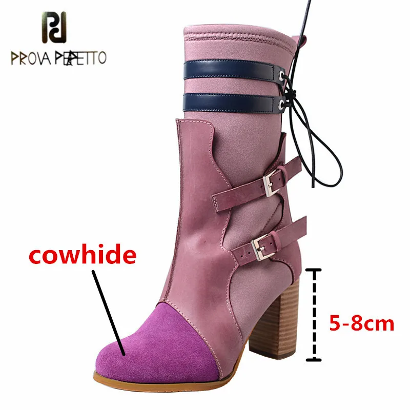 Prova Perfetto Hand-made Genuine Leather Women's Mid-calf Boots Leisure Mixed Colors Cross-tied Buckle Strap Slip-on Lady Boots
Prova Perfetto Hand-made Genuine Leather Women's Mid-calf Boots Leisure Mixed Colors Cross-tied Buckle Strap Slip-on Lady Boots