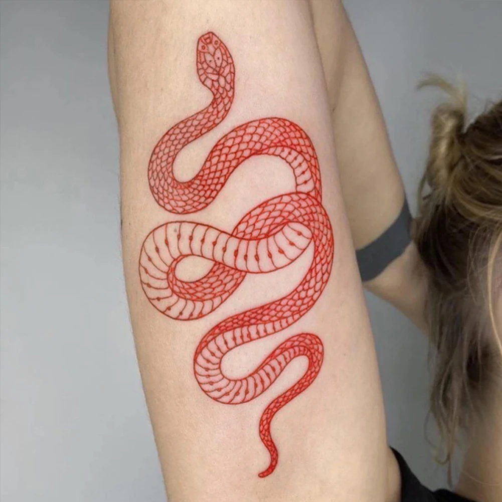 Модные временные тату-наклейки для женщин и мужчин черная змея