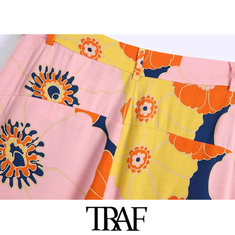 TRAF Women Chic Fashion Side Pockets Floral Print Flare Pants Vintage High Wait Zipper Zipper Fly Female Trousers Mujer
TRAF Women Chic Fashion Side Pockets Floral Print Flare Pants Vintage High Wait Zipper Zipper Fly Female Trousers Mujer