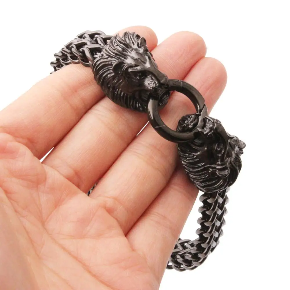 12mm Hip-hop 316L Stainless Steel Black Tone Figaro Box Chain Double Lion Head Wristband Men's Bracelet Bangle 8.66inch
12mm Hip-hop 316L Stainless Steel Black Tone Figaro Box Chain Double Lion Head Wristband Men's Bracelet Bangle 8.66inch