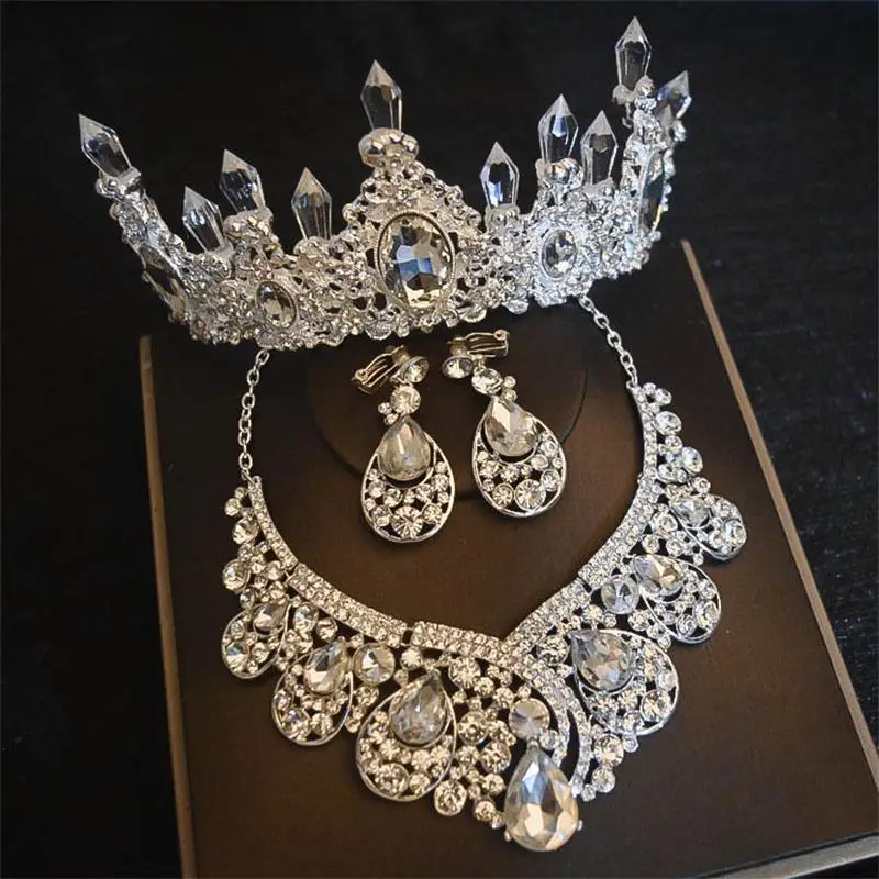 

Роскошные наборы корон для невесты с прозрачными кристаллами в форме капли, королевская тиара с бриллиантами для невесты, свадебные аксесс...