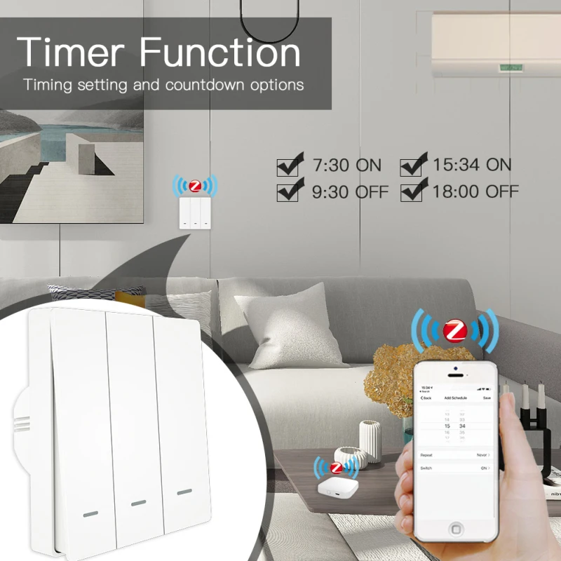 Zigbee Push Button Switch No Neutral Wire APP Remote Control Smart Light Switches Smart Life 1/2/3 Way Works with Alexa Google
Zigbee Push Button Switch No Neutral Wire APP Remote Control Smart Light Switches Smart Life 1/2/3 Way Works with Alexa Google