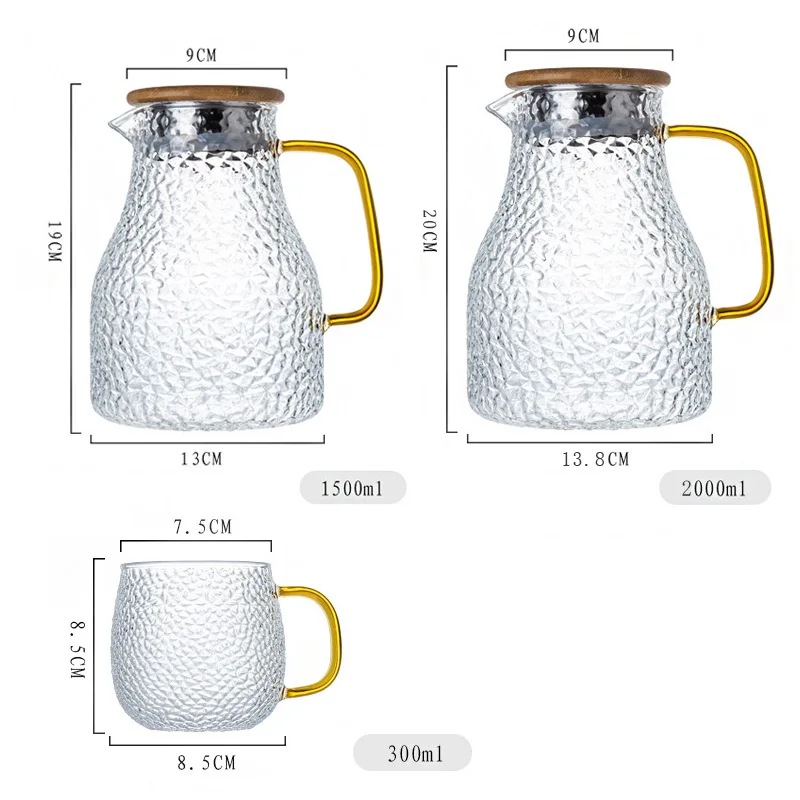 Transparent Glass Water Jug Hot/Cold Water Tea Pot Glass Stainless Steel Flow Lid Water Carafe with Handle Heat-proof Teapot Set
Transparent Glass Water Jug Hot/Cold Water Tea Pot Glass Stainless Steel Flow Lid Water Carafe with Handle Heat-proof Teapot Set