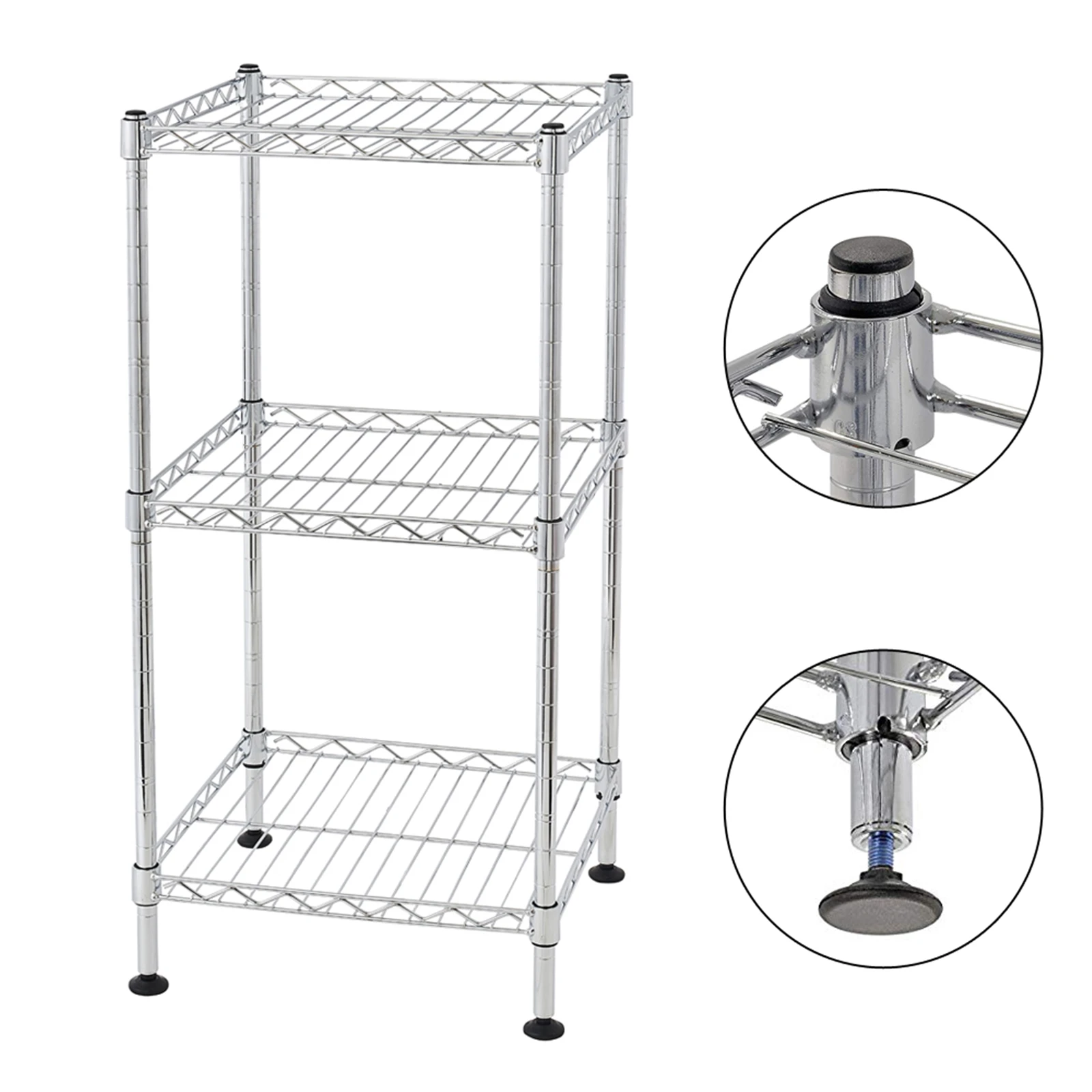 3-Tier Steel Wire Shelving Tower Style Combined With Functionality With Chrome Finish for Use In Bathrooms Closets Toys
3-Tier Steel Wire Shelving Tower Style Combined With Functionality With Chrome Finish for Use In Bathrooms Closets Toys
