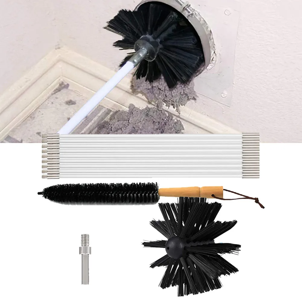 

Dryer Vent Cleaner Kit Flexible 9 Rods Dry Duct Cleaning Chimney Brush Head With Dryer Lint Household Sweeping Fireplace Tool
