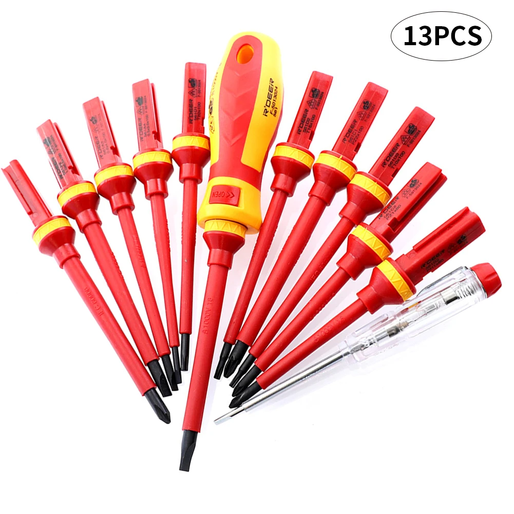 13PCS Insulated Screwdriver Set 1000v Phillips Slotted Screwdriver Screw Holder Multifunctional Electrician Hand Tools Set New
13PCS Insulated Screwdriver Set 1000v Phillips Slotted Screwdriver Screw Holder Multifunctional Electrician Hand Tools Set New