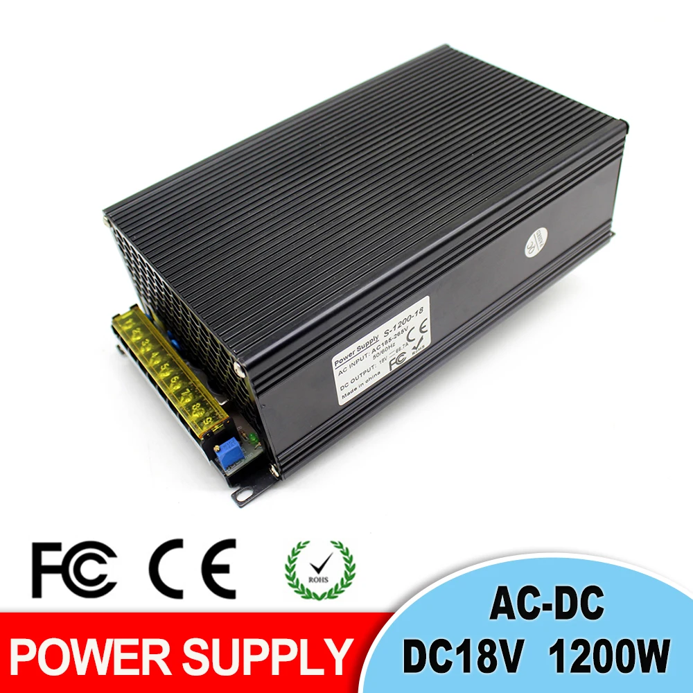Регулируемый источник питания DC18V 66.7A 1200W Ac Dc драйвер преобразователя 220V 110 AC DC 18V