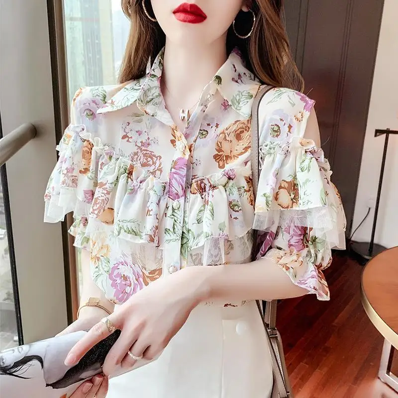 2021 New Fashion Summer Female Korean Style Off Shoulder Floral Print Blouse Women Chic Short Sleeve Chiffon Shirts Tops L575
2021 New Fashion Summer Female Korean Style Off Shoulder Floral Print Blouse Women Chic Short Sleeve Chiffon Shirts Tops L575