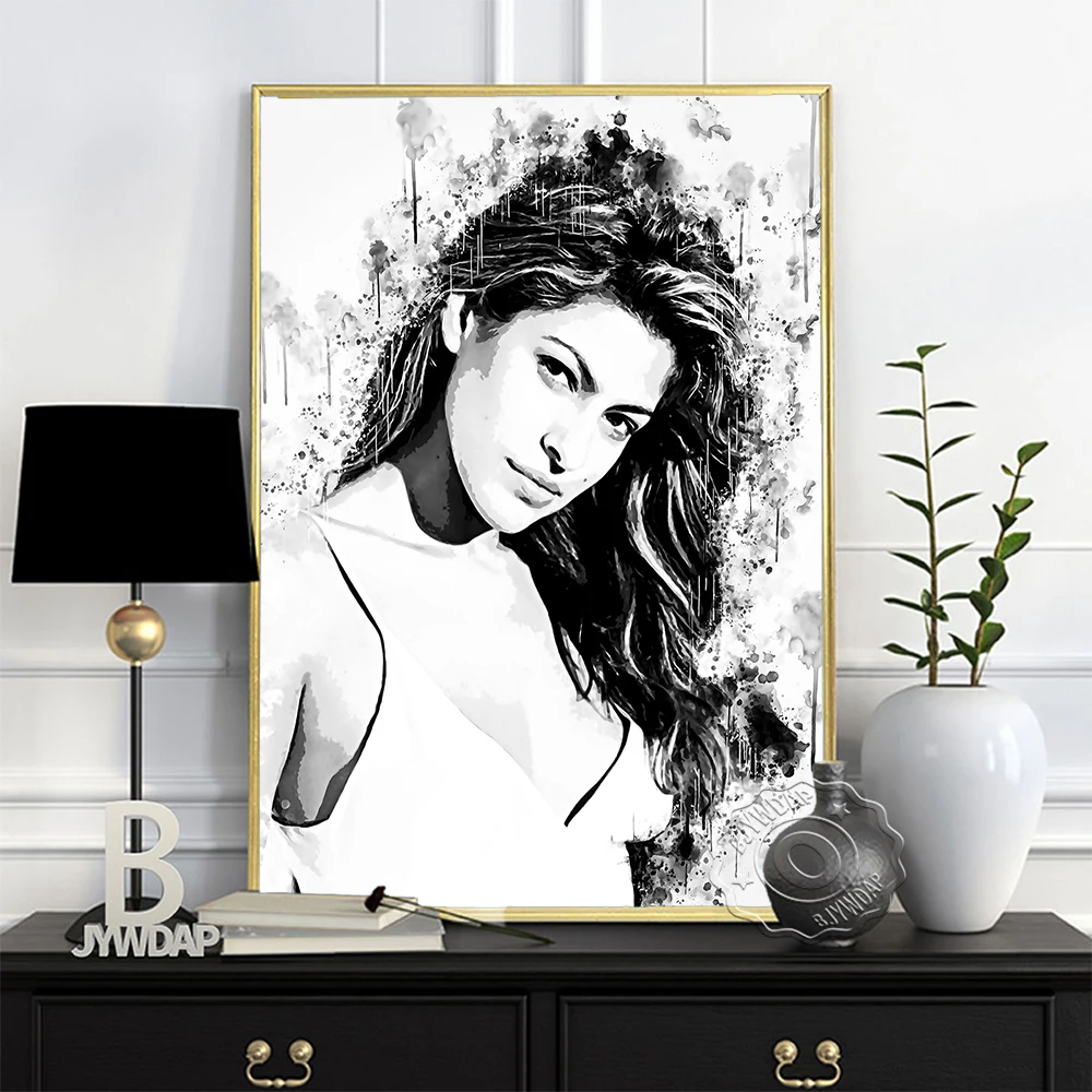 Black White Long Hair Elegant Woman Portrait Art Prints, Eva Mendes American Actress Poster, Nordic Simple Style Home Wall Decor
Black White Long Hair Elegant Woman Portrait Art Prints, Eva Mendes American Actress Poster, Nordic Simple Style Home Wall Decor