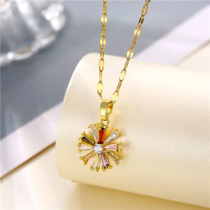 Light Luxury Bohemia Colorful Zircon Crystal Little Daisy Pendant Women Necklaces Design Sense Stainless Steel Jewelry Female
Light Luxury Bohemia Colorful Zircon Crystal Little Daisy Pendant Women Necklaces Design Sense Stainless Steel Jewelry Female