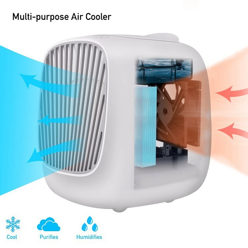 3 in 1 Portable Mini Air Condition, Air Cooler & Humidifier Fan & Purifier with 3 Adjustable Speeds for Home and Office 
3 in 1 Portable Mini Air Condition, Air Cooler & Humidifier Fan & Purifier with 3 Adjustable Speeds for Home and Office