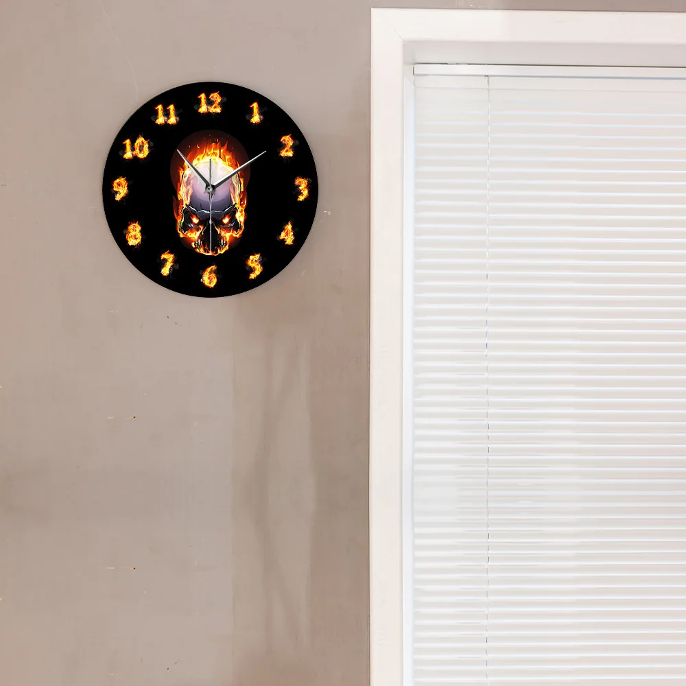 Skull lover fashions Style Skull Wall Clock Fire Skull Modern Design Wall Clock Halloween Wall Art Decor 
Skull lover fashions Style Skull Wall Clock Fire Skull Modern Design Wall Clock Halloween Wall Art Decor