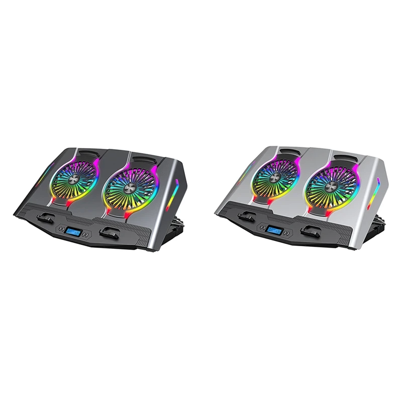 RGB Laptop Cooler 11-21 Inch Dual Fan with LCD Display Gaming Laptop Cooling Pad Laptop Stand with 2 USB Ports
RGB Laptop Cooler 11-21 Inch Dual Fan with LCD Display Gaming Laptop Cooling Pad Laptop Stand with 2 USB Ports