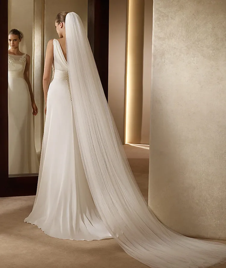 New Arrive Simple Single Wedding Veils 3M 5M One Layer White Ivory Cathedral Length Soft Tulle Free Comb Custom Made Bridal Veil
New Arrive Simple Single Wedding Veils 3M 5M One Layer White Ivory Cathedral Length Soft Tulle Free Comb Custom Made Bridal Veil