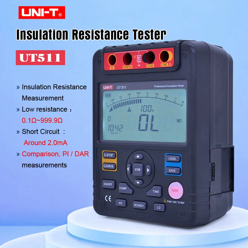 UNI T UT511 1000 в 10 Ом цифровой фотометр Мегаомметр Низкий омметр Омметр вольтметр