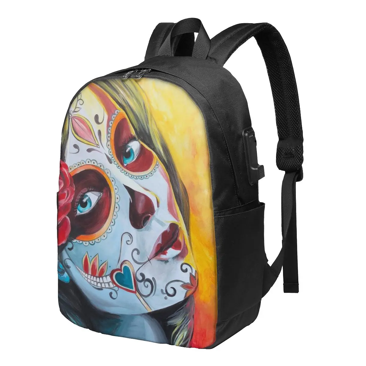 Senorita Fuego Day Of The Dead Backpacks Mexican Skull Girl Teenage Soft Charm Backpack Charger USB Business Bags
Senorita Fuego Day Of The Dead Backpacks Mexican Skull Girl Teenage Soft Charm Backpack Charger USB Business Bags