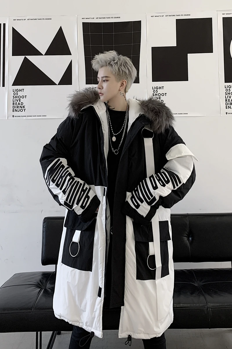 M-XL!Winter wear personality letter embroidery in the long section color matching cotton men's loose large fur collar cotton coa
M-XL!Winter wear personality letter embroidery in the long section color matching cotton men's loose large fur collar cotton coa
