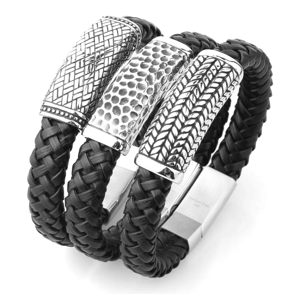 Top Stainless Steel Cuban Curb Link Chain Black Braided Leather Wristband Mens Boy Bracelet Bangle Punk Jewelry
Top Stainless Steel Cuban Curb Link Chain Black Braided Leather Wristband Mens Boy Bracelet Bangle Punk Jewelry