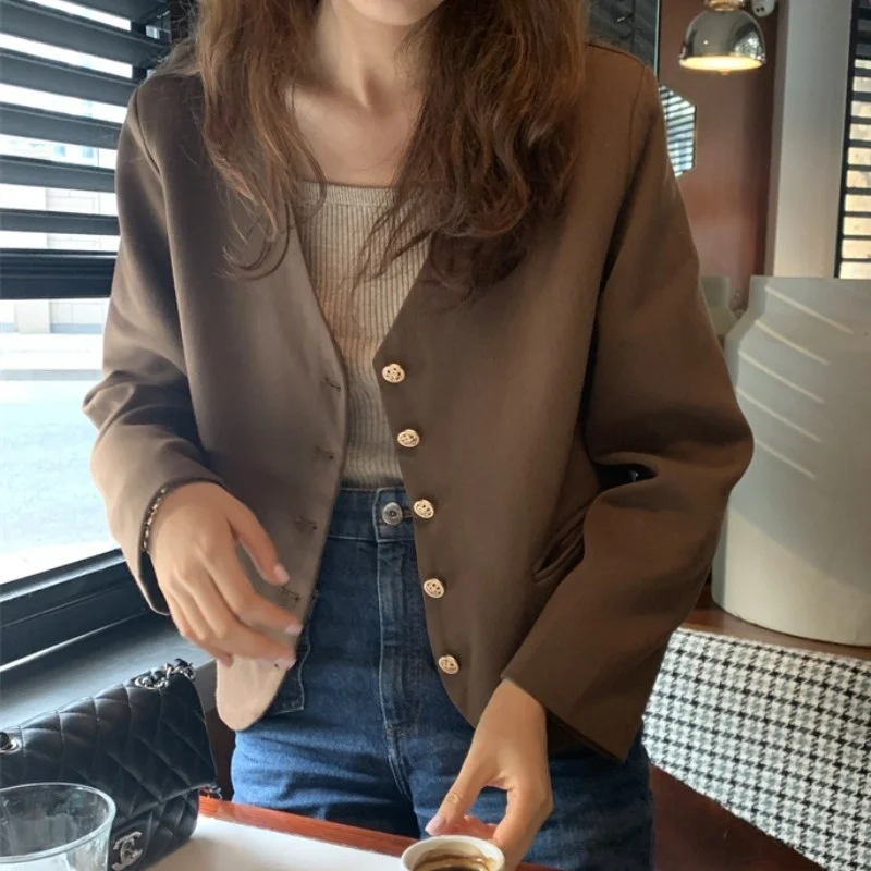Chic Early Autumn Top Short Style Suit Coat Female Korean Style Elegant V-neck All-matching Casual Small Suit
Chic Early Autumn Top Short Style Suit Coat Female Korean Style Elegant V-neck All-matching Casual Small Suit