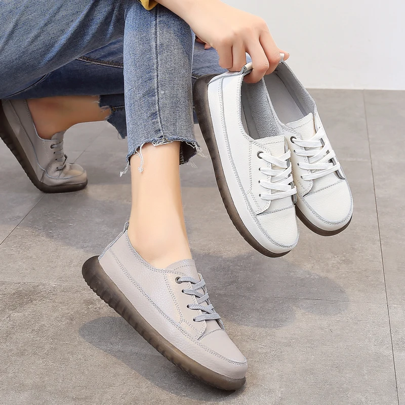 Sport Shoes Women Natural Genuine Leather Flat Casual Shoes Female Ballet Flats Lace Up White Court Sneakers Ladies Flats
Sport Shoes Women Natural Genuine Leather Flat Casual Shoes Female Ballet Flats Lace Up White Court Sneakers Ladies Flats