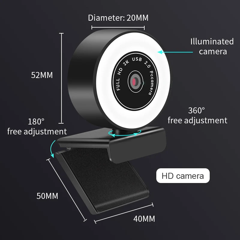 Webcam 1080P 2K WebCam Auto Focus HD Fill Light Web Cam With Microphone LED Light Camera For Computer PC Desktop Dropshipping
Webcam 1080P 2K WebCam Auto Focus HD Fill Light Web Cam With Microphone LED Light Camera For Computer PC Desktop Dropshipping