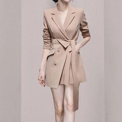 New Lapel Long Sleeve Loose Fit Jacket Fashion Spring Autumn 2022Women Apricot Irregular Belted Bandage Blazer
New Lapel Long Sleeve Loose Fit Jacket Fashion Spring Autumn 2022Women Apricot Irregular Belted Bandage Blazer