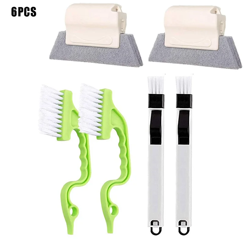 

6Pcs Window Groove Cleaning Brush Handheld Gap Track Tools Tile Lines Brush Window Blind Duster 2-in-1 Windowsill Sweeper