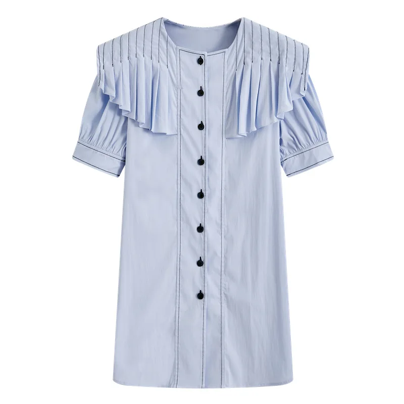 LANMREM Women Lirht Blue Ruffles Long Blouse Round Neckl Sleeve Loose Lady Shirt Fashion Tide Summer 2021 New Arrivals 2E1828
LANMREM Women Lirht Blue Ruffles Long Blouse Round Neckl Sleeve Loose Lady Shirt Fashion Tide Summer 2021 New Arrivals 2E1828