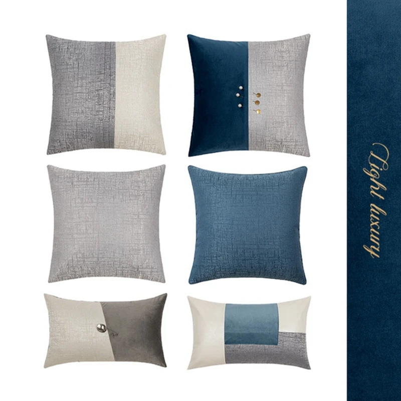 Light Luxury Decorative Pillow Cover High Quality Polyester Blue Gray Patchwork Home Decor Pillowcase Bedroom Sofa Cushion Cover
Light Luxury Decorative Pillow Cover High Quality Polyester Blue Gray Patchwork Home Decor Pillowcase Bedroom Sofa Cushion Cover