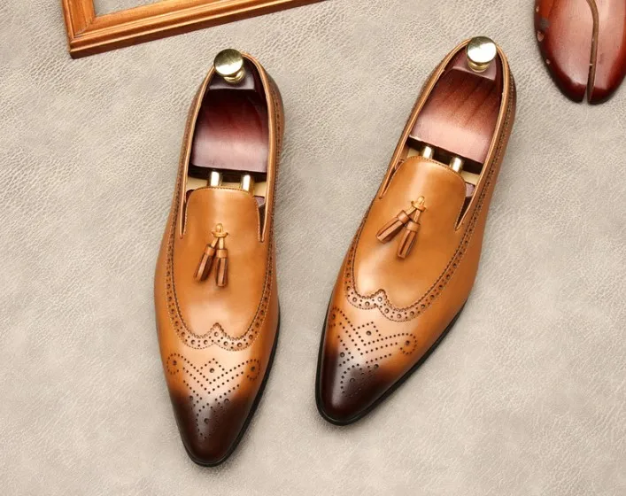 Party Shoes Mens Loafers Genuine Leather Coffee Color Black Slip On Men's Dress Shoes Wedding Elegant Casual Business Shoes
Party Shoes Mens Loafers Genuine Leather Coffee Color Black Slip On Men's Dress Shoes Wedding Elegant Casual Business Shoes