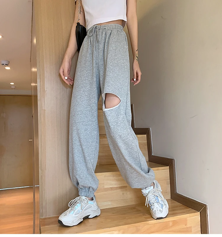 Thin Ripped Gray Sports Pants Female Spring/Summer 2021 New High Waist Street Ins Fashion Loose Ankle-Banded Casual Pants
Thin Ripped Gray Sports Pants Female Spring/Summer 2021 New High Waist Street Ins Fashion Loose Ankle-Banded Casual Pants