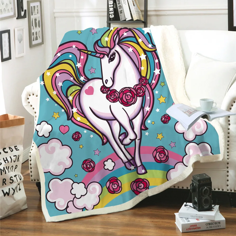 Color unicorn throw blanket kids 3d printed Bedspread cartoon Sherpa blanket for bed sofa cover bedding drop shipping
Color unicorn throw blanket kids 3d printed Bedspread cartoon Sherpa blanket for bed sofa cover bedding drop shipping