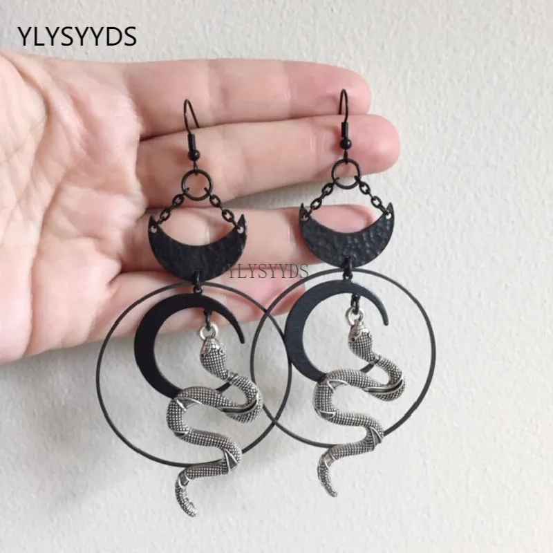 Коллекция ритуал Луна Змея серьги ювелирные изделия Wicca большая змея подвеска