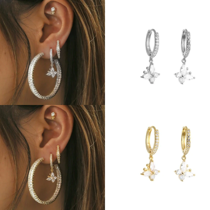 Fashion clear Zircon cute Butterfly Pendant Drop Earrings for Women Zircon Huggie Piercing Earring Jewelry Pendientes Gifts 2022
Fashion clear Zircon cute Butterfly Pendant Drop Earrings for Women Zircon Huggie Piercing Earring Jewelry Pendientes Gifts 2022