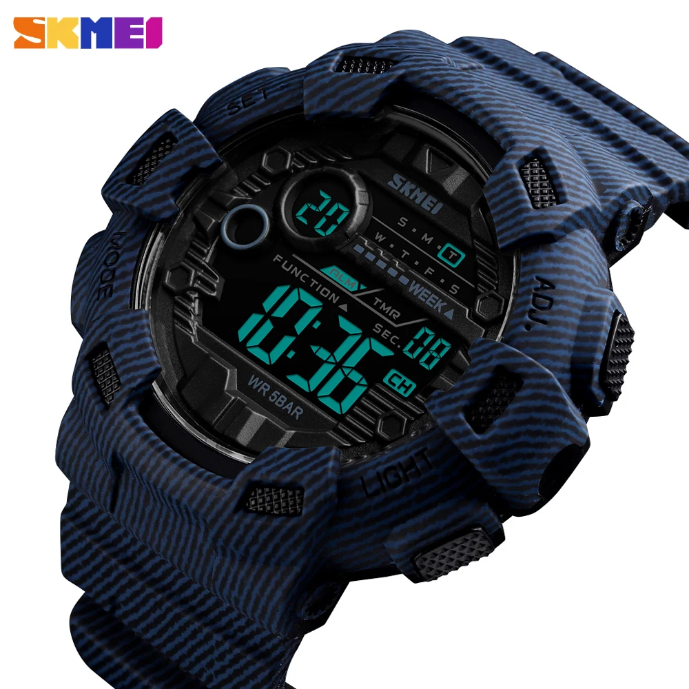 

SKMEI New Sport Countdown Digital Mens Watch Outdoor Military Chrono Clock Waterproof 2Time Display Wristwatch Relogio Masculino