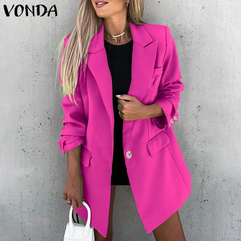 VONDA 2022 Fashion Autumn Women Blazer Elegant OL Coats Solid Color Long Sleeve Casual Lapel Collar Button Party Suit Blazer
VONDA 2022 Fashion Autumn Women Blazer Elegant OL Coats Solid Color Long Sleeve Casual Lapel Collar Button Party Suit Blazer