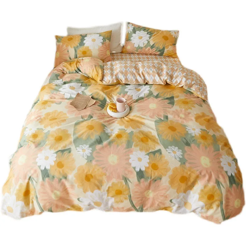 style. Garden water ink flower pure cotton sheet and fitted sheet three or four piece bright yellow Bedding Set
style. Garden water ink flower pure cotton sheet and fitted sheet three or four piece bright yellow Bedding Set
