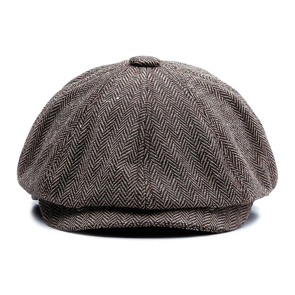 

Кепка газетчика в елочку унисекс, теплая твидовая восьмиугольная кепка в стиле ретро, плоская шапка для мужчин и женщин, Осень-зима