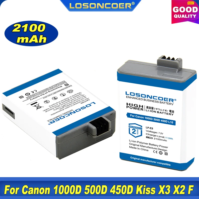 Оригинальный LOSONCOER 2100 мА/ч LP-E5 для цифровой однообъективной зеркальной камеры Canon