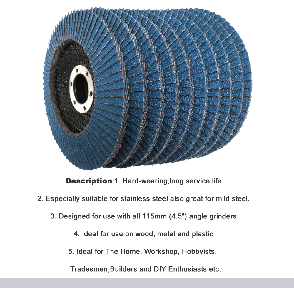 5pcs Professional Flap Discs 115mm 4.5 Sanding Discs 40/60/80/120 Grit Grinding Wheels Blades for Angle Grinderb
5pcs Professional Flap Discs 115mm 4.5 Sanding Discs 40/60/80/120 Grit Grinding Wheels Blades for Angle Grinderb