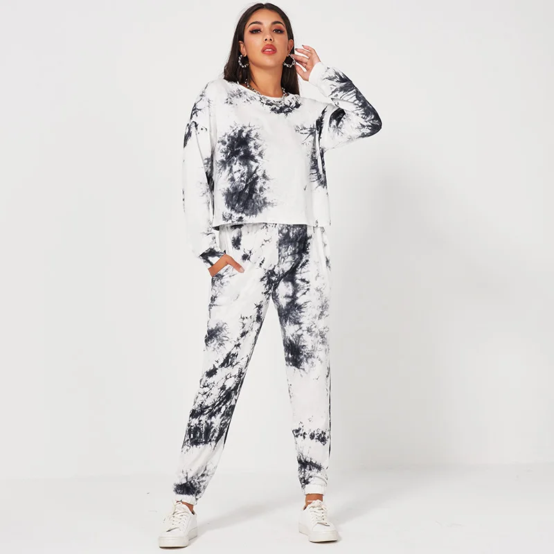 Women‘s Sport Suit Tie-dye Round Neck Pullover Loose N Shirts Elastic Pocket Casual Sports Suit Print Casual Tracksuits
Women‘s Sport Suit Tie-dye Round Neck Pullover Loose N Shirts Elastic Pocket Casual Sports Suit Print Casual Tracksuits
