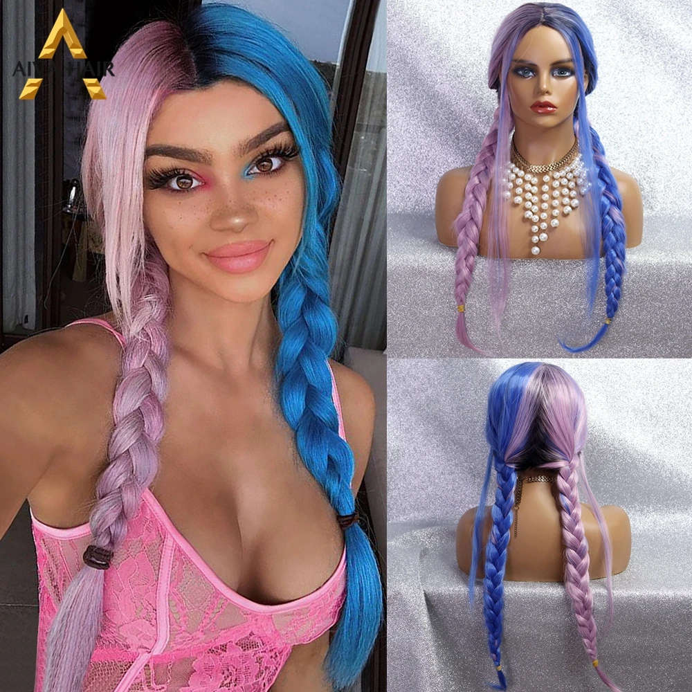 Half Blue Purple Synthetic Wig Drag Queen Heat Resistant Ombre Braided Wig Long Cosplay Synthetic Braided Wigs For Black Women
Half Blue Purple Synthetic Wig Drag Queen Heat Resistant Ombre Braided Wig Long Cosplay Synthetic Braided Wigs For Black Women