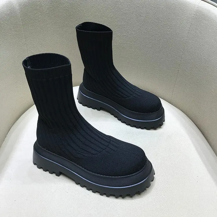 Women Boots Slip On Western Ankle Boots Platform Knitted Ladies Autumn Socks Boots for Women Fashion Female Booties 2021 AU038
Women Boots Slip On Western Ankle Boots Platform Knitted Ladies Autumn Socks Boots for Women Fashion Female Booties 2021 AU038