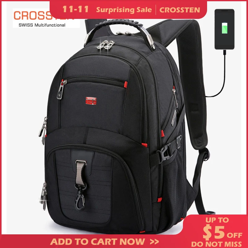 Crossten 17" Laptop Backpack Waterproof USB Charge Port Swiss-style Multifunctional Rucksack Schoolbag Mochila Hiking Travel bag
Crossten 17" Laptop Backpack Waterproof USB Charge Port Swiss-style Multifunctional Rucksack Schoolbag Mochila Hiking Travel bag